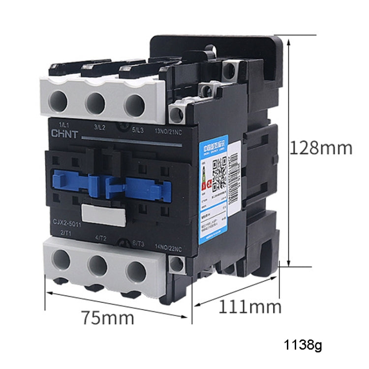 CHNT CJX2-5011 50A 220V Silver Alloy Contacts Multi-Purpose Single-Phase AC Contactor - Relays by CHNT | Online Shopping UK | buy2fix