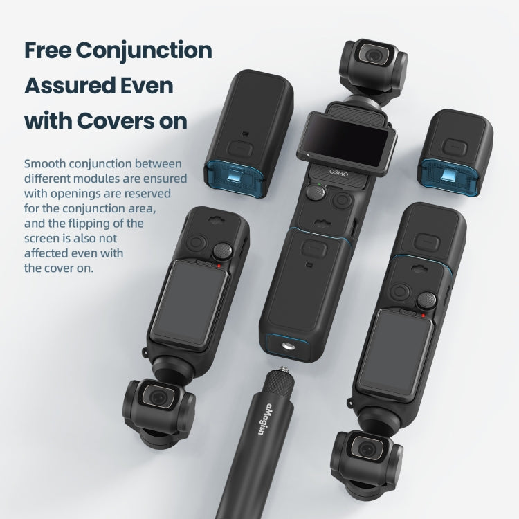 For DJI Osmo Pocket 3 AMagisn Silicone Protection Case Movement Camera Accessories, Style: 5 In 1 Blue - Case & Bags by aMagisn | Online Shopping UK | buy2fix