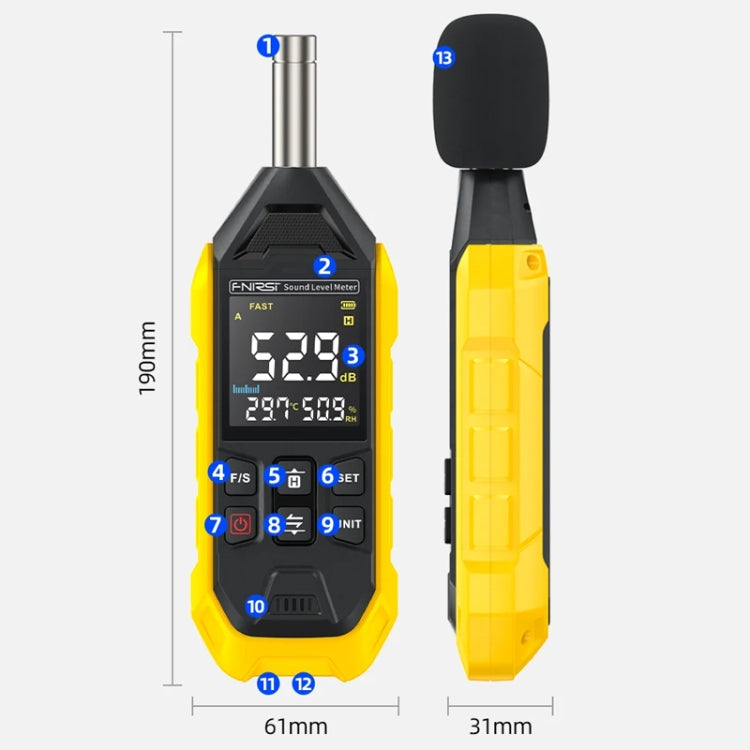 FNIRSI Noise Decibel Meter Home Volume Detector(Yellow) - Light & Sound Meter by FNIRSI | Online Shopping UK | buy2fix