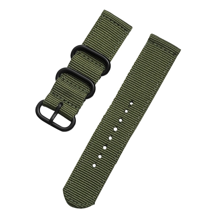 Washable Nylon Canvas Watchband, Band Width:24mm(Army Green with Black Ring Buckle) - Watch Accessories & Parts by buy2fix | Online Shopping UK | buy2fix