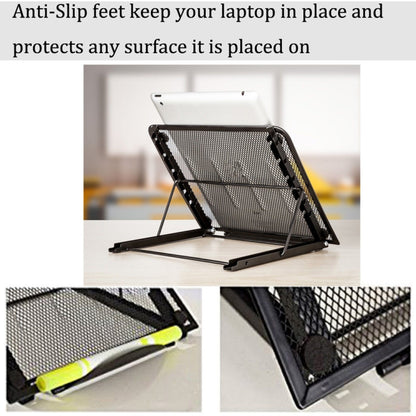 Portable Desktop Folding Cooling Metal Mesh Adjustable Ventilated Holder(Black) - Laptop Stand by buy2fix | Online Shopping UK | buy2fix