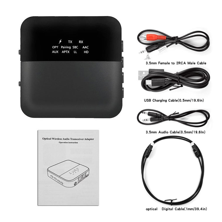 B20 2 in 1 Bluetooth 5.0 Audio Adapter Transmitter Receiver, Support Optical Fiber & AUX & LED Indicator - Apple Accessories by buy2fix | Online Shopping UK | buy2fix