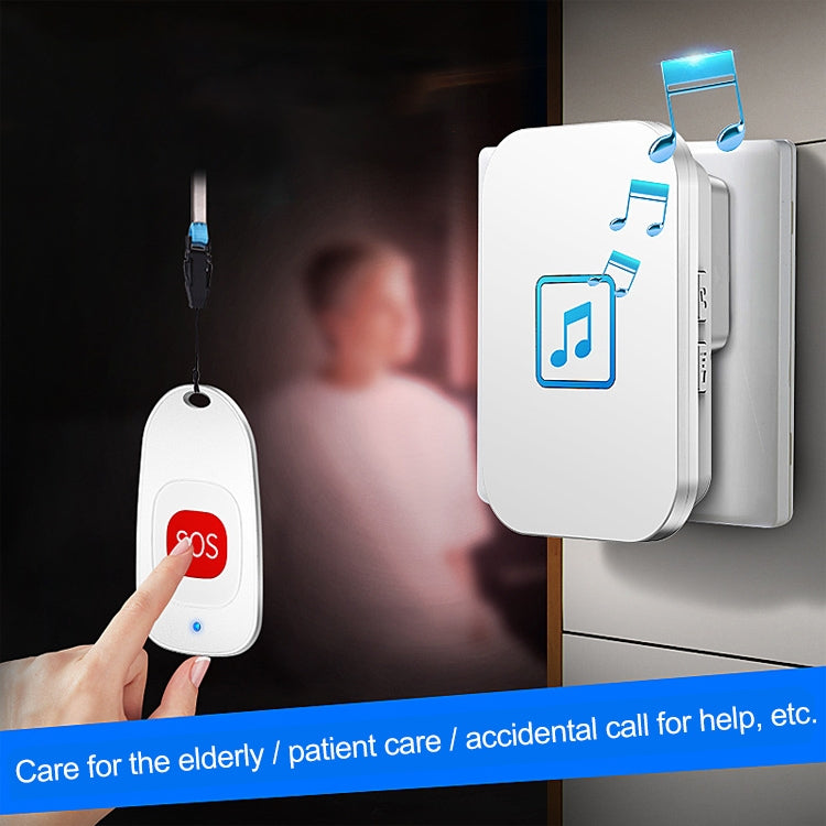 CACAZI C86 Wireless SOS Pager Doorbell Old man Child Emergency Alarm Remote Call Bell, US Plug(White) - Security by CACAZI | Online Shopping UK | buy2fix