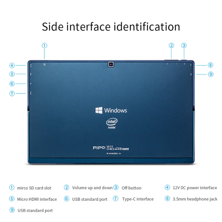 PiPO W11 2 in 1 Tablet PC, 11.6 inch, 8GB+128GB, Windows 10 System, Intel Gemini Lake N4120 Quad Core Up to 2.6GHz, with Stylus Pen Not Included Keyboard, Support Dual Band WiFi & Bluetooth & Micro SD Card - PiPO by PiPo | Online Shopping UK | buy2fix