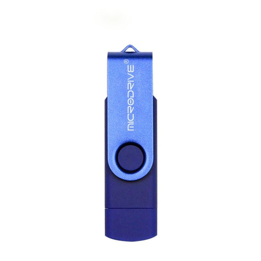 MicroDrive 64GB USB 2.0 Phone and Computer Dual-use Rotary OTG Metal U Disk (Blue) - USB Flash Drives by MicroDrive | Online Shopping UK | buy2fix