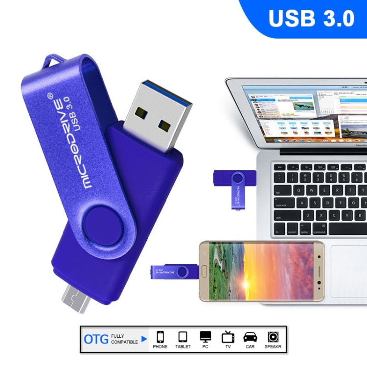 MicroDrive 32GB USB 3.0 Android Phone & Computer Dual-use Rotary Metal U Disk (White) - Computer & Networking by MicroDrive | Online Shopping UK | buy2fix